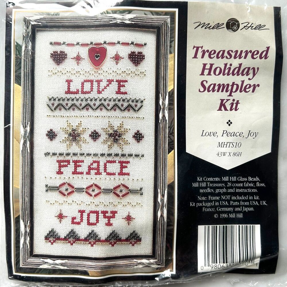 Mill Hill Cross Stitch Treasured Holiday Sampler Kit Love, Peace, Joy #MHTS10
